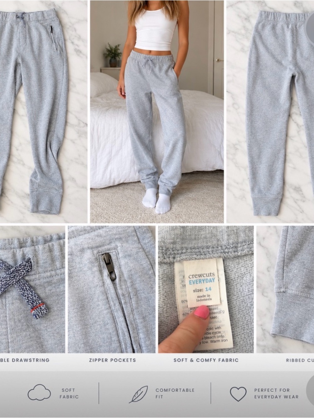 Crewcuts Light Gray Girls' Jogger Sweatpants